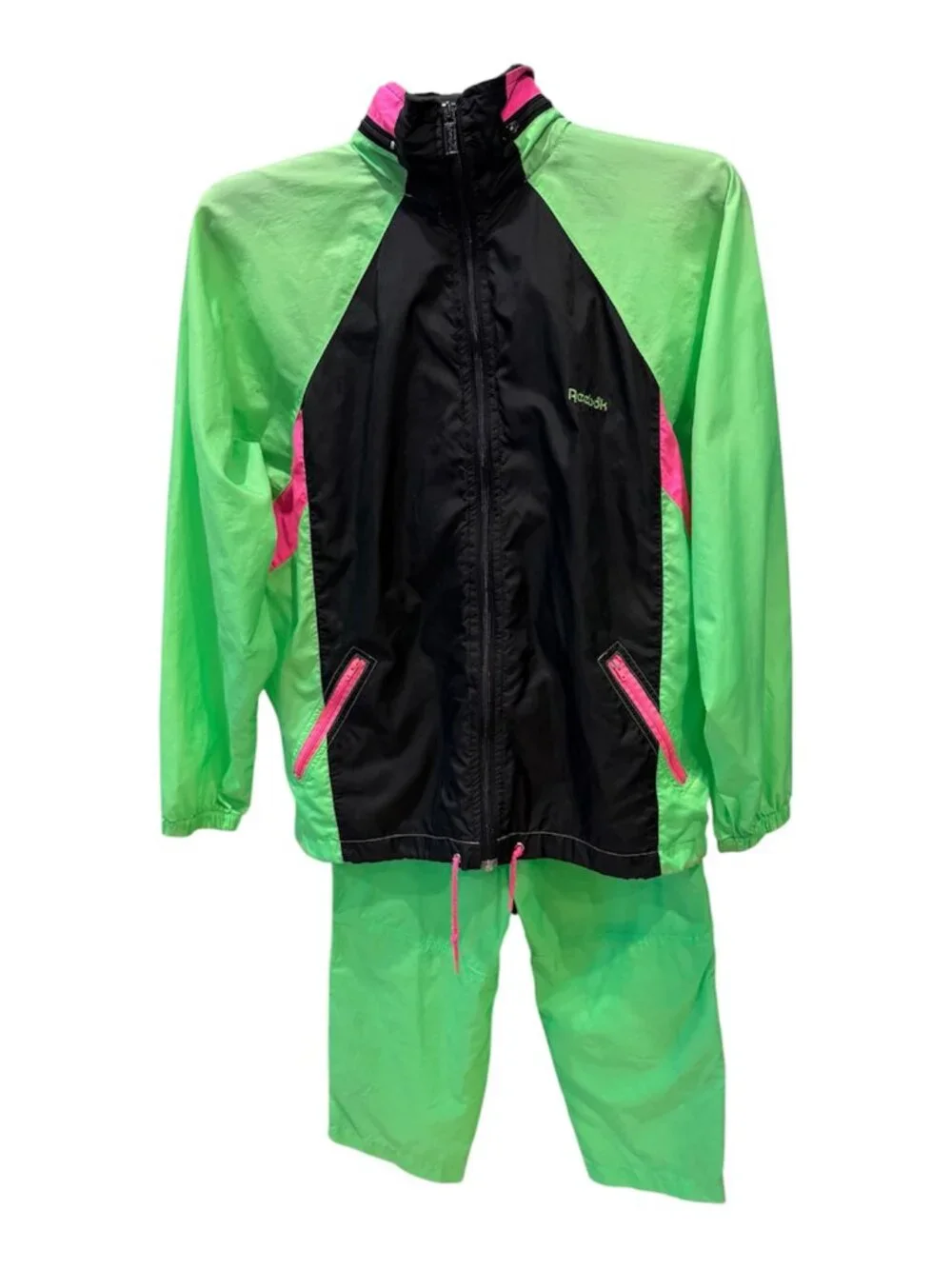 VTG 90s Reebok Sport Neon Colorblock Tracksuit Windbreaker Two Piece Set M